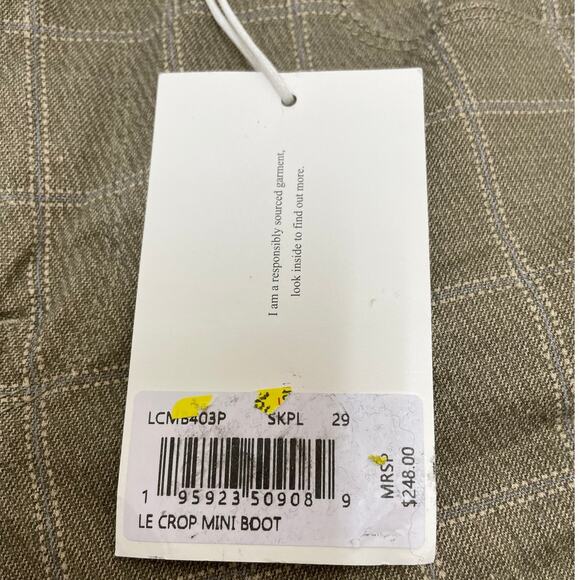 Frame Le Crop Mini Bootcut Skyblue Plaid Women's Jeans Size 29 New With Tags - Picture 7 of 12